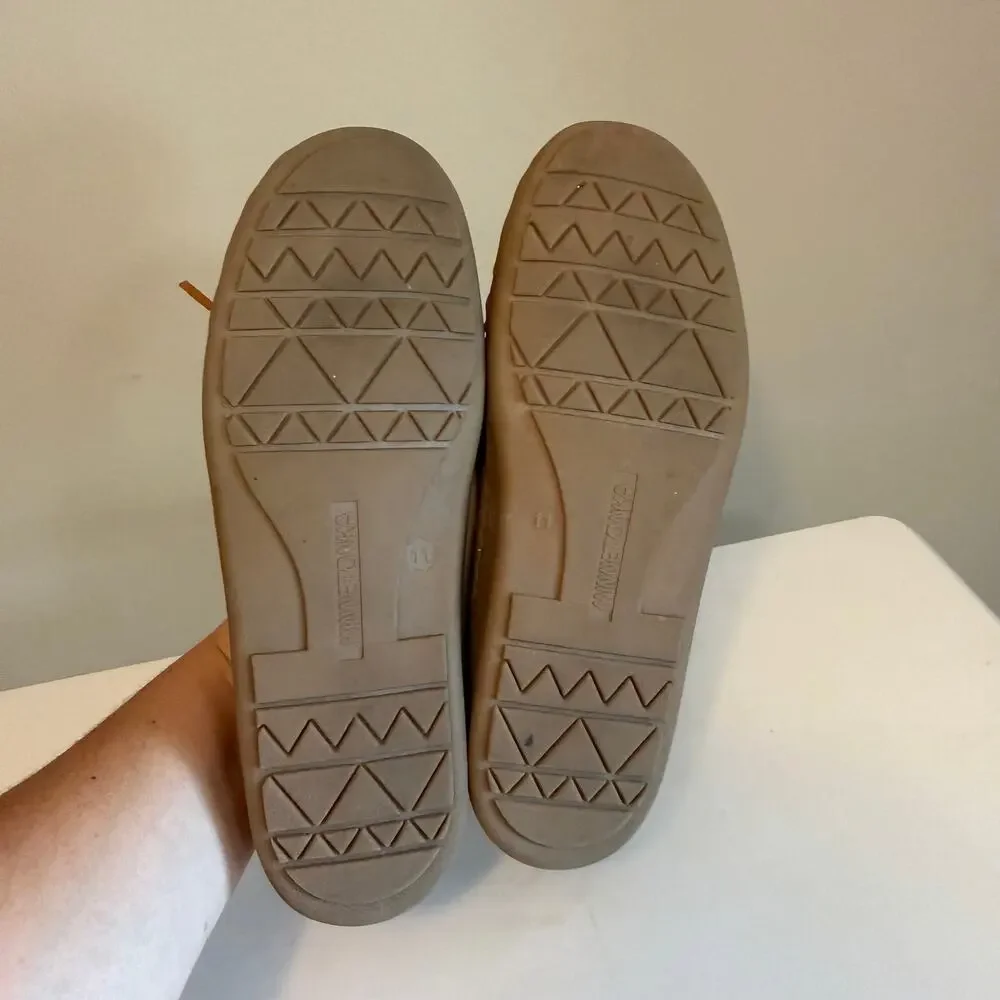 Minnetonka Moccasin Slippers Men 11 Tan Suede Faux Fur Lined Cozy Indoor Outdoor